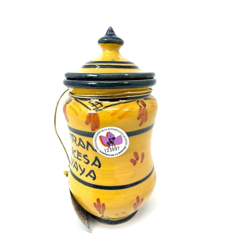 Princesa de Minaya Saffron Jar Hand Painted Spanish Pottery w/ Saffron 2009
